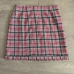 ASOS Design Pink Plaid Tweed Mini Skirt Womens US 6 UK 10